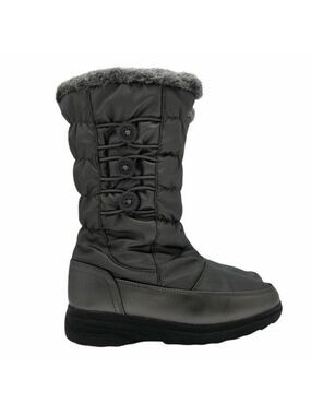 Aqua Stop Mongoose Winter Boots Faux Fur Lined Side Zipper Gray Size 7